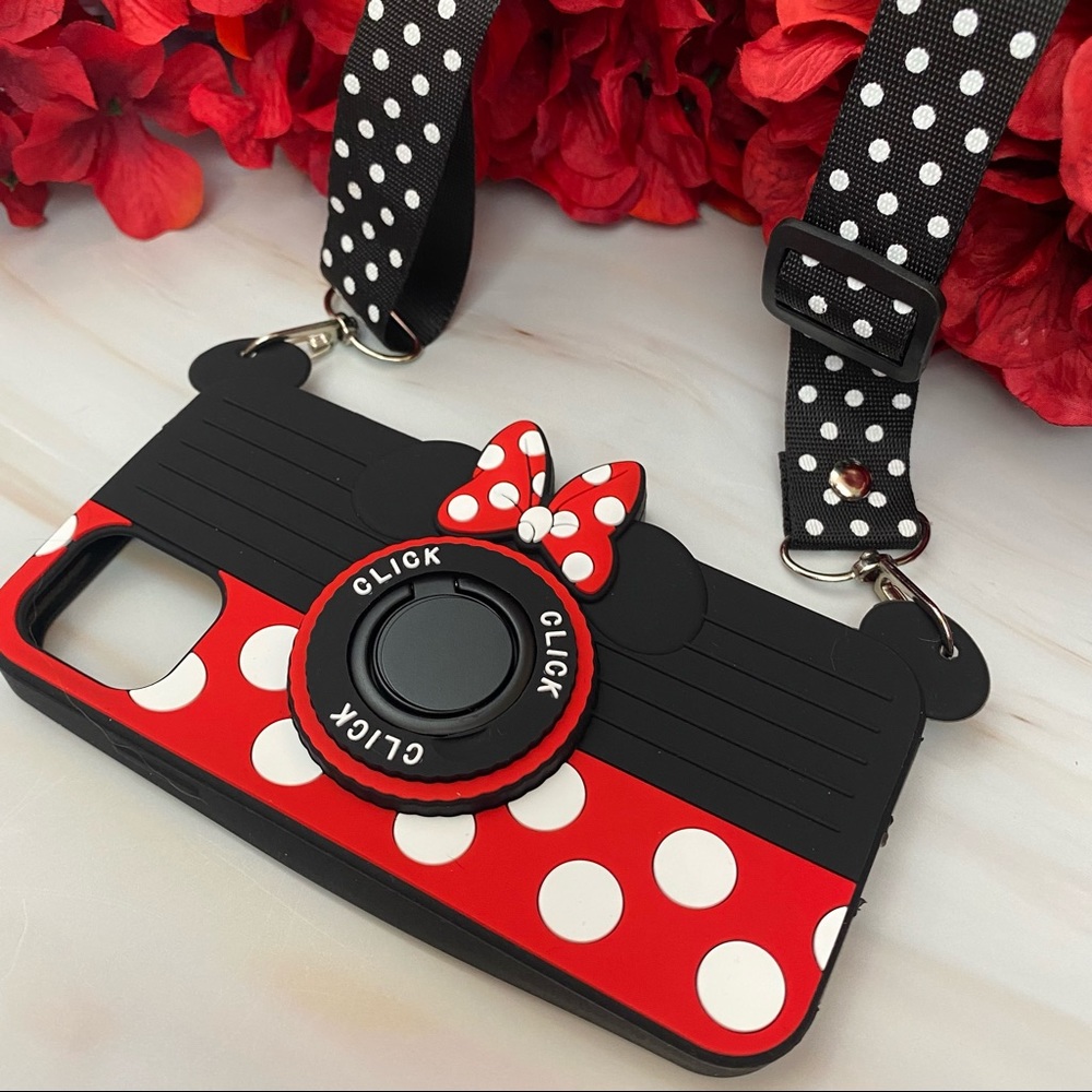 3D Minnie Mouse iPhone Case with Crossbody Strap - Picture 14 of 16